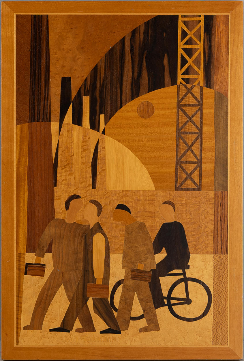 ROLF LEHMANN. Intarsia, “Five over five”, signed.