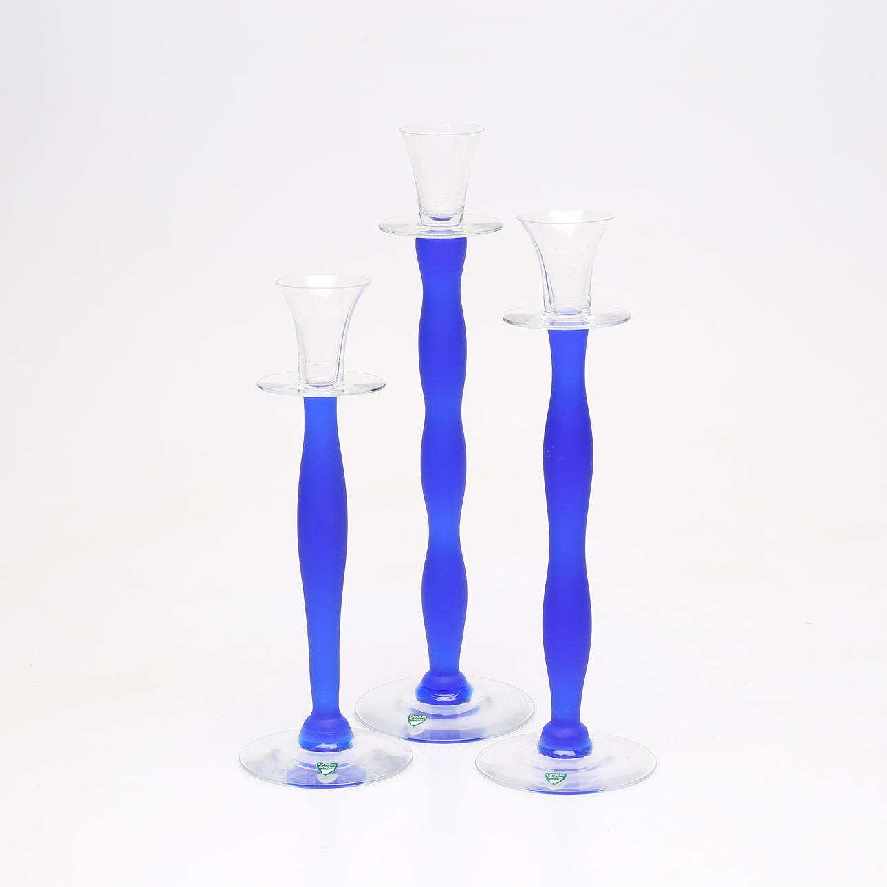 ANNE NILSSON. 3 candlesticks, “Celeste”, Orrefors.