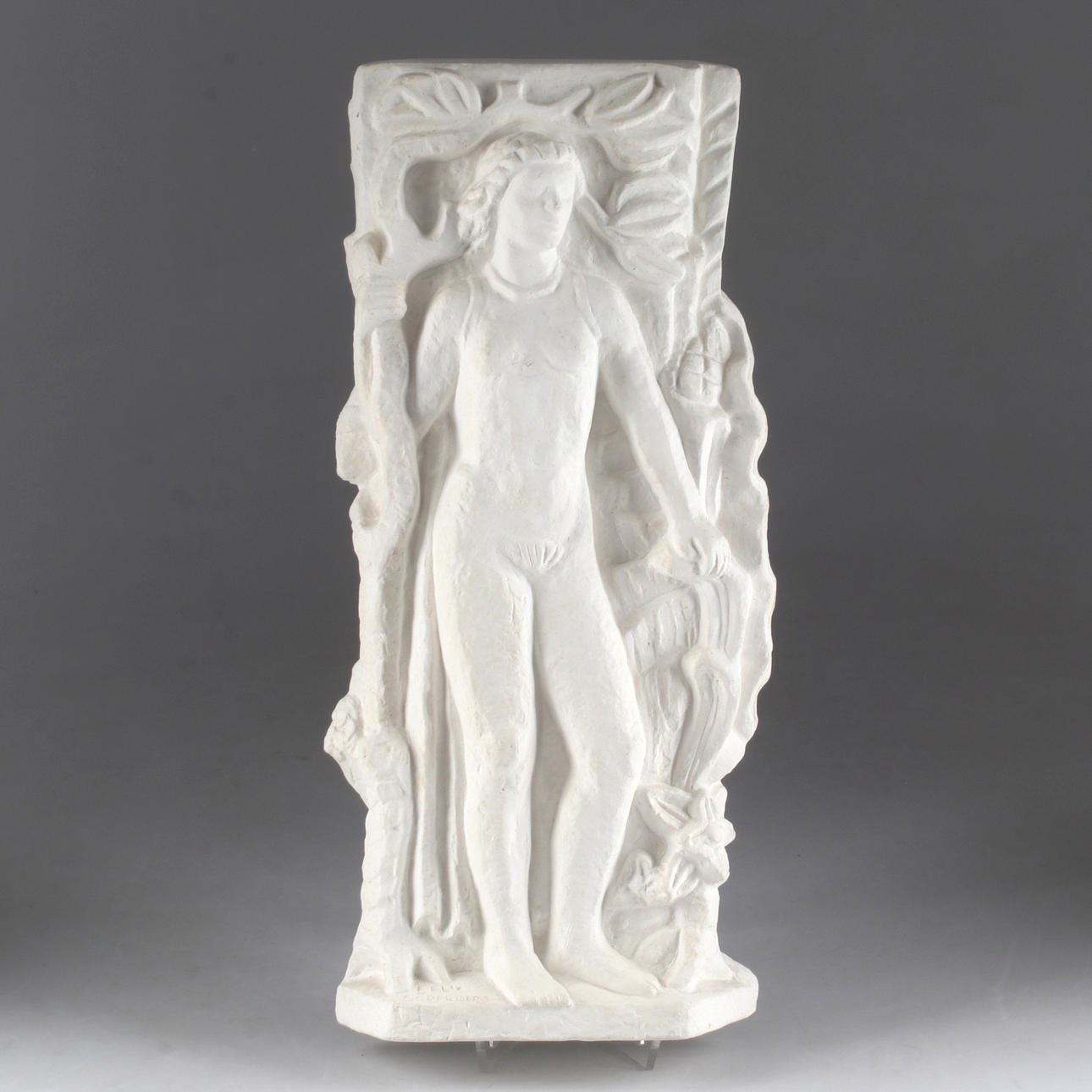 FELIX SÖDERBERG. Relief, Kvinnosstudie, gips, signerad.