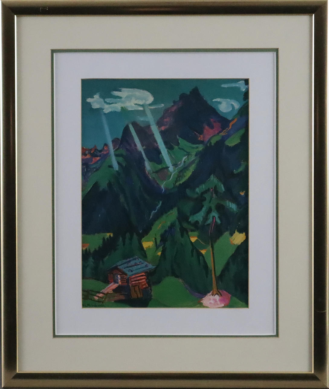 AFTER KIRCHNER, ERNST LUDWIG. “Grisons Landscape with Sun Rays”, color offset print.