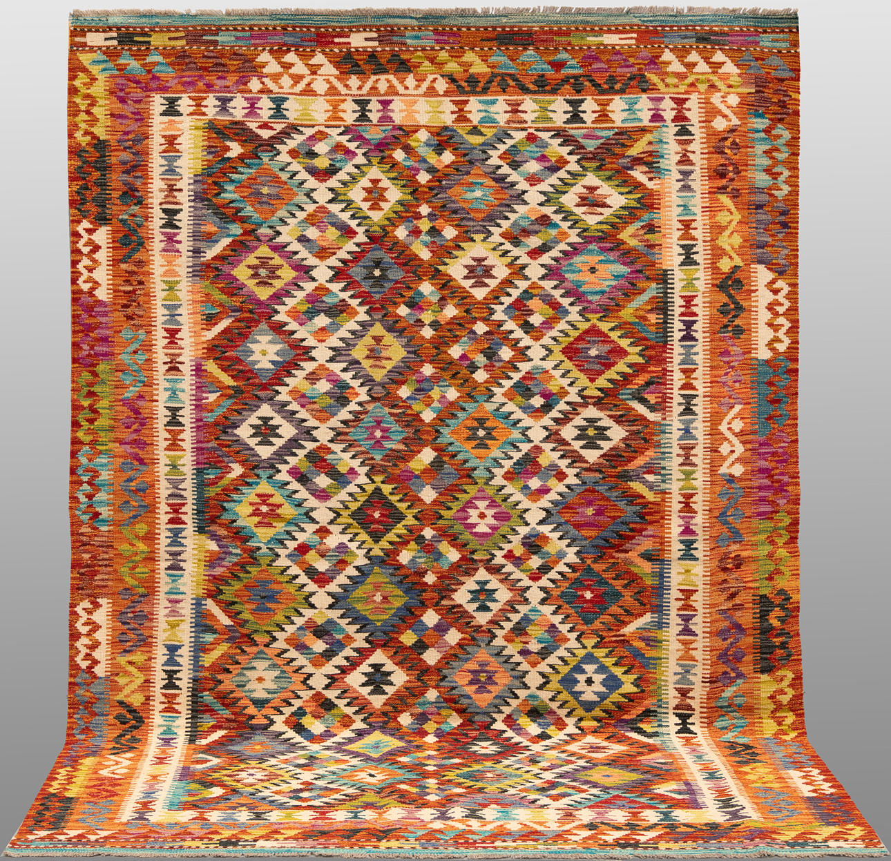 ORIENT CARPET. Kelim classic design, 255 x 169 cm.