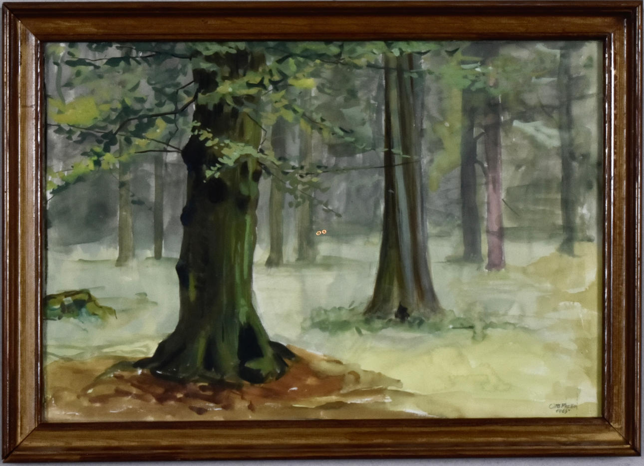OTTO FRELLO. WATERCOLOR, forest interior.