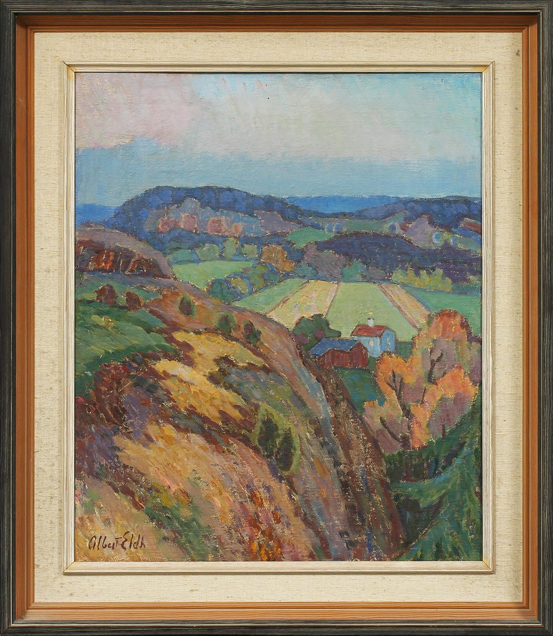 ALBERT ELDH. Landskapsmotiv. Olja på duk, signerad.