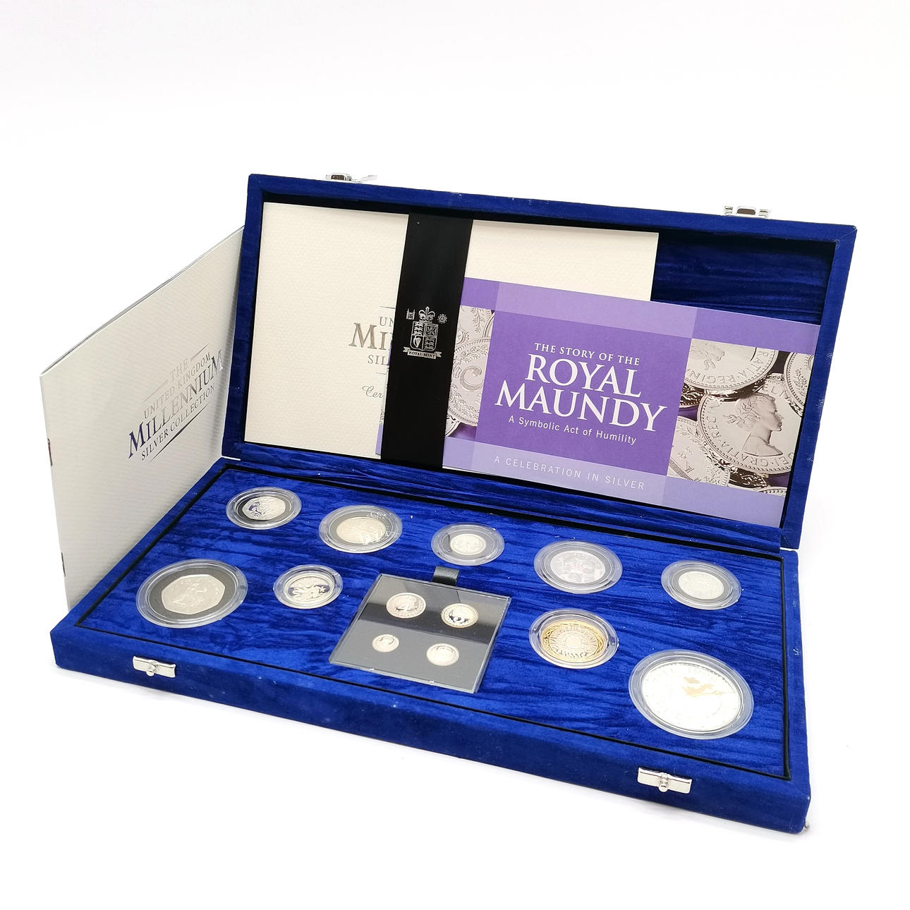 *2000 UK MILLENNIUM SILVER PROOF COIN COLLECTION inkl. maundy.