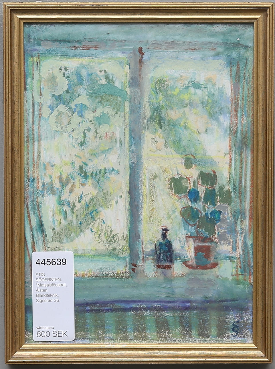 STIG SÖDERSTEN. "Matsalsfönstret, Ålsten. Blandteknik. Signerad SS.