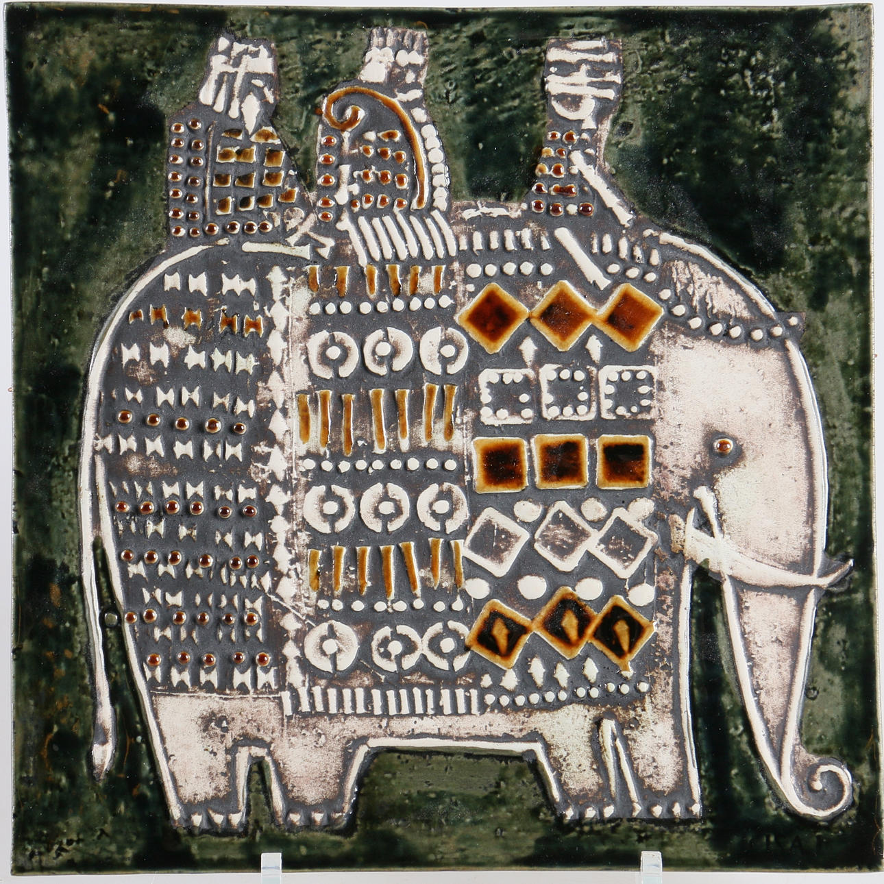 VÄGGRELIEF, stengods, elefant, Lisa Larson, Gustavsberg.