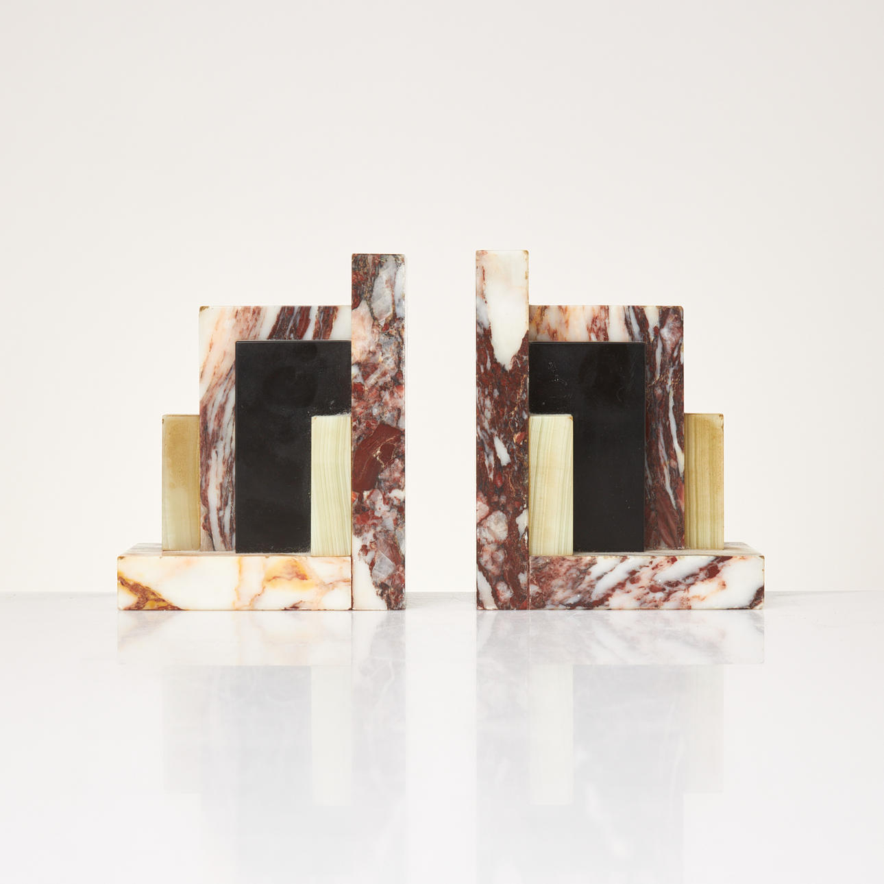 BOOKENDS. One pair, 1920/30s, art deco, stone.