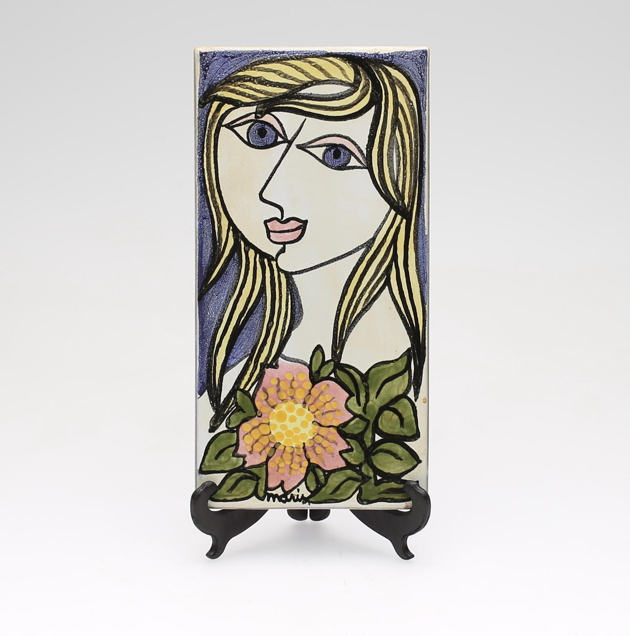 VÄGGPLAKETT, stengods, Mari Simmulson, Uppsala-Ekeby.