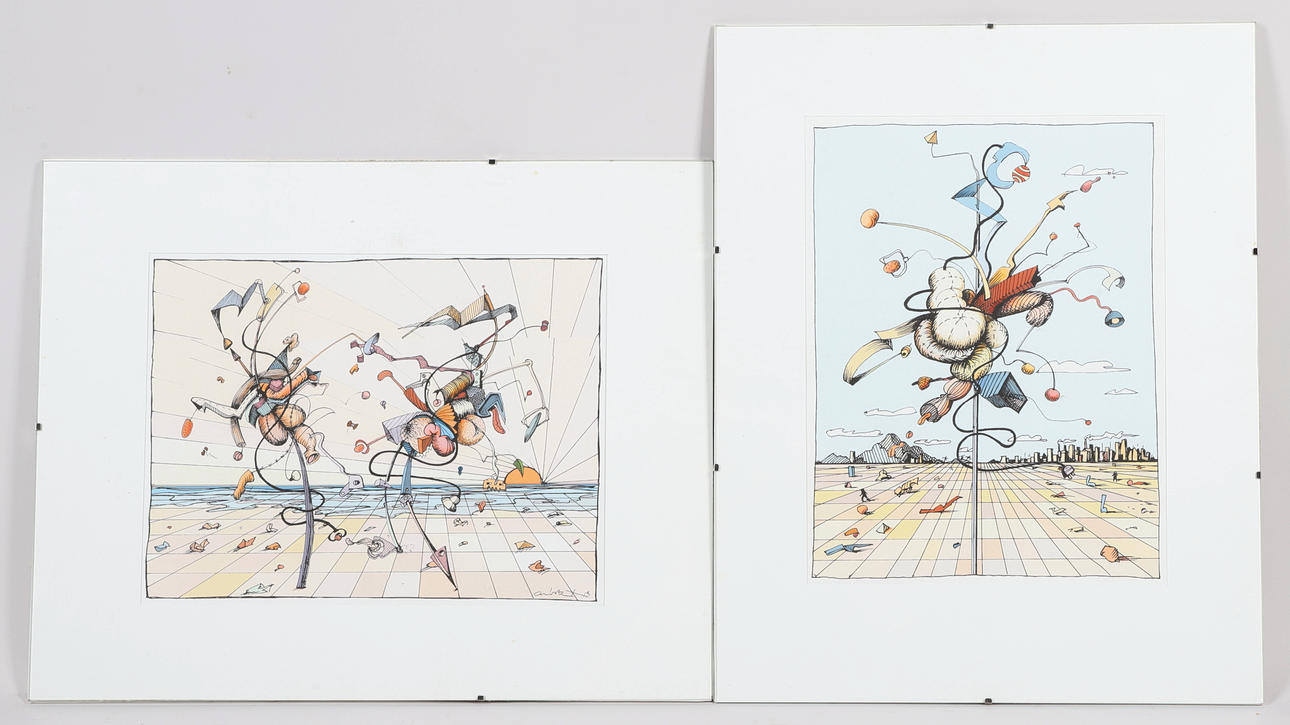 CHRISTER LIEBERATH. Lithographs, 2 surrealist motifs, partially signed.