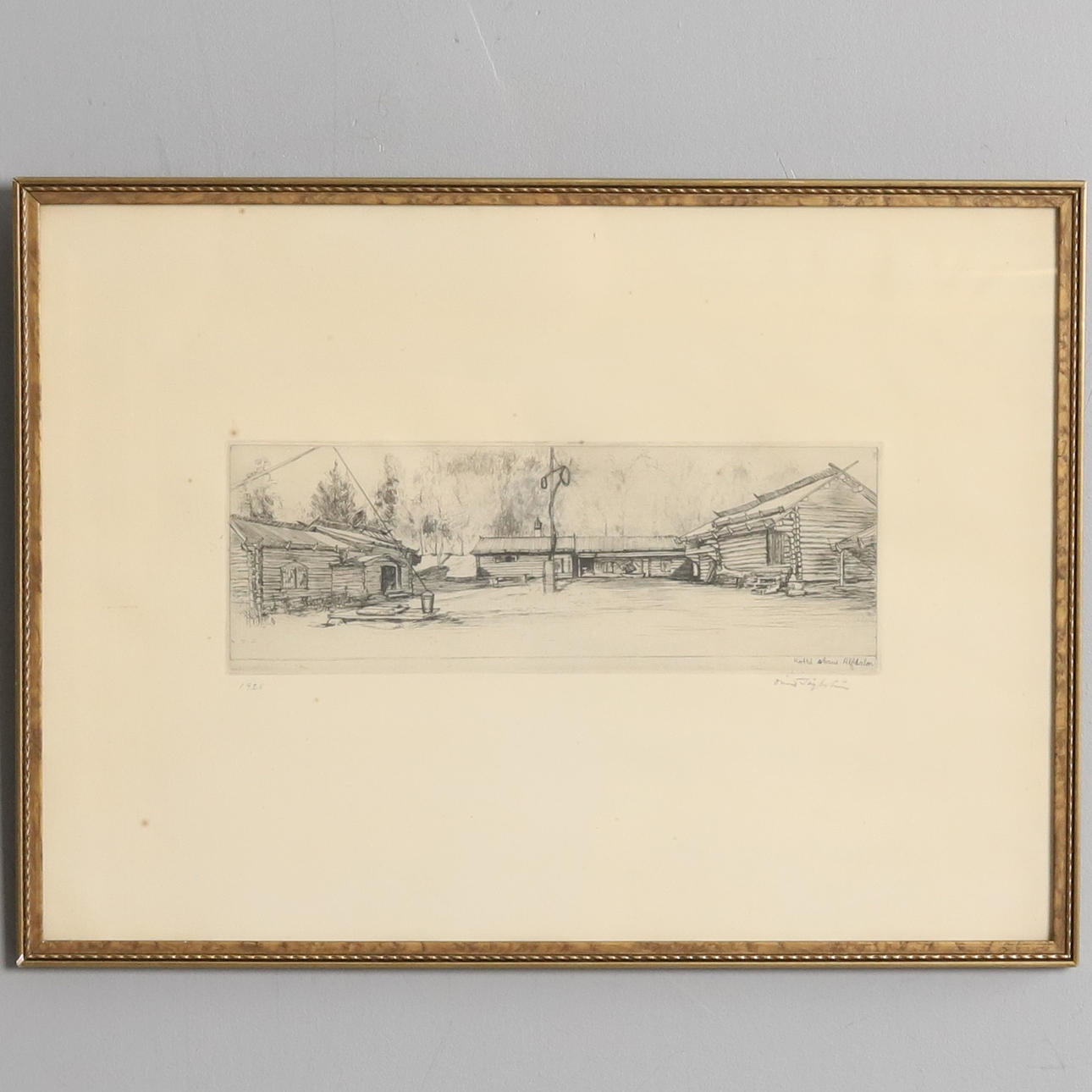 DAVID TAGTSTROM. Etching, “Rots Skans, Älvdalen”, signed and dated 1928.