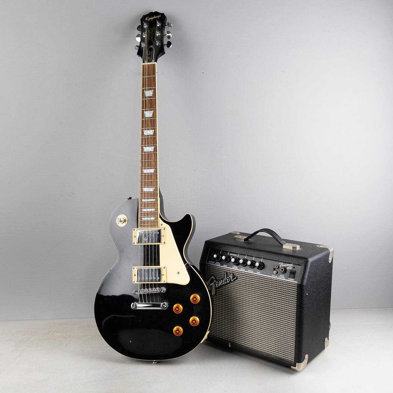 ELGITARR, Epiphone, Les Paul, Standard samt förstärkare Fender Frontman 15G.