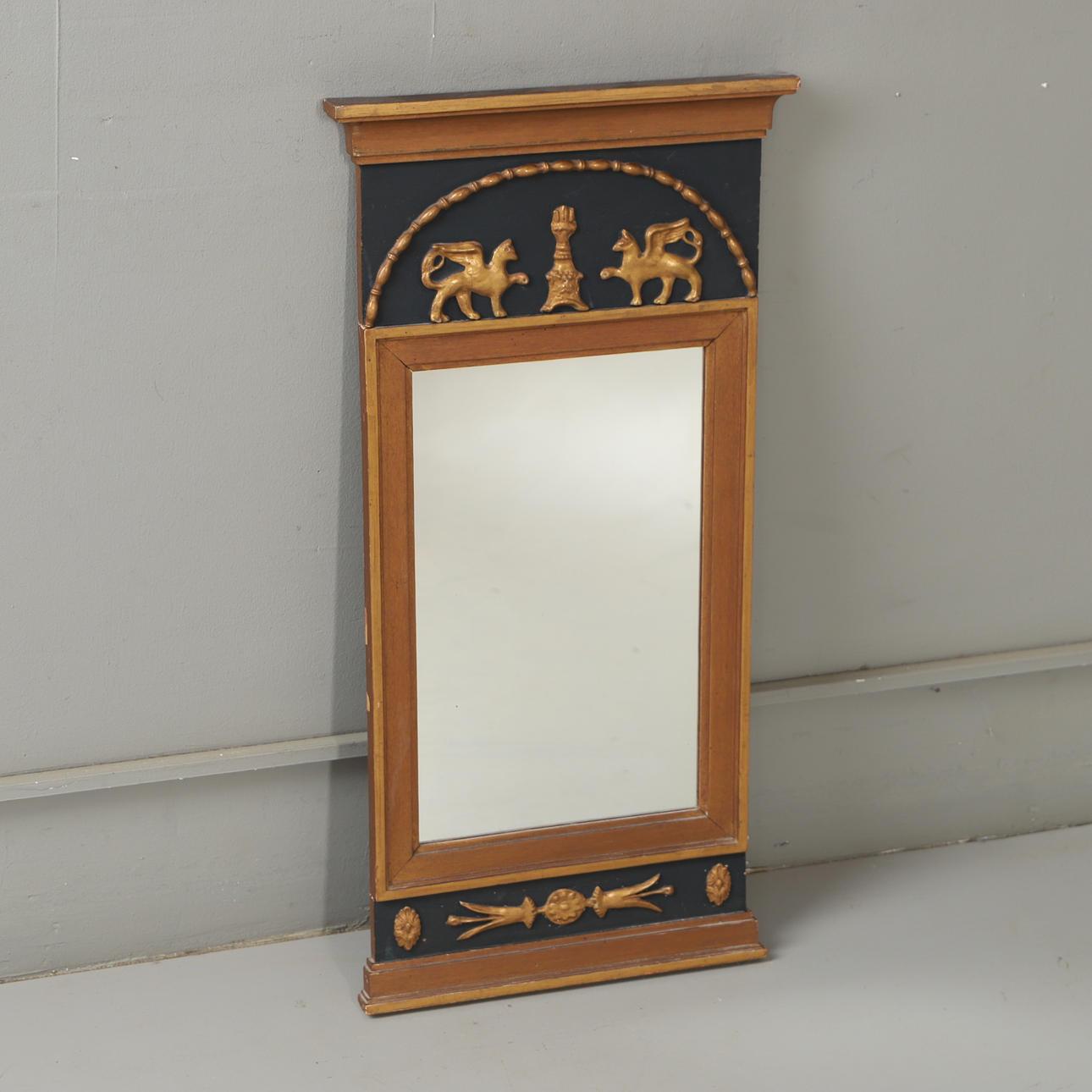 MIRROR, painted/bronzed, empire style.