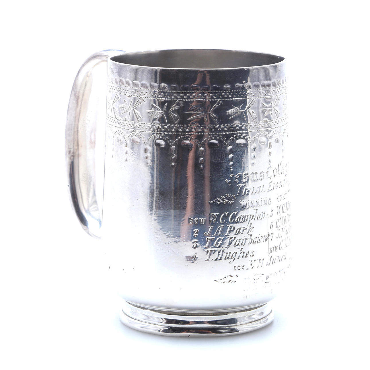MUGG av nysilver, prispokal England 1873.