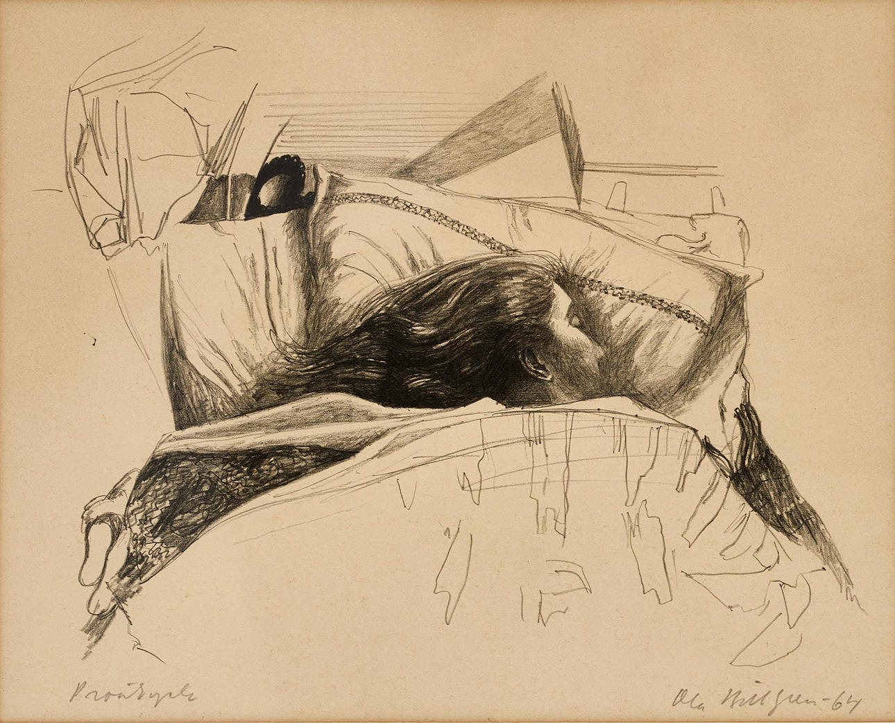 OLA BILLGREN (Sweden, 1940-2001), Sleeping Woman, signed and dated 64, sample print, lithograph.