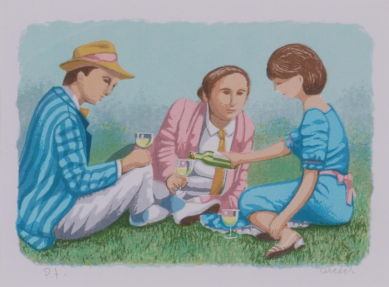 ULF GREDER. Picnic, lithograph, signed Greder.