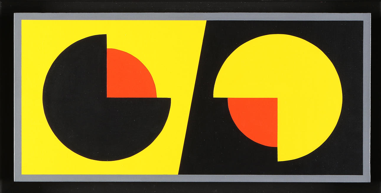 KAI GLANS. Acrylic on panel. Concrete composition. Signed on verso.