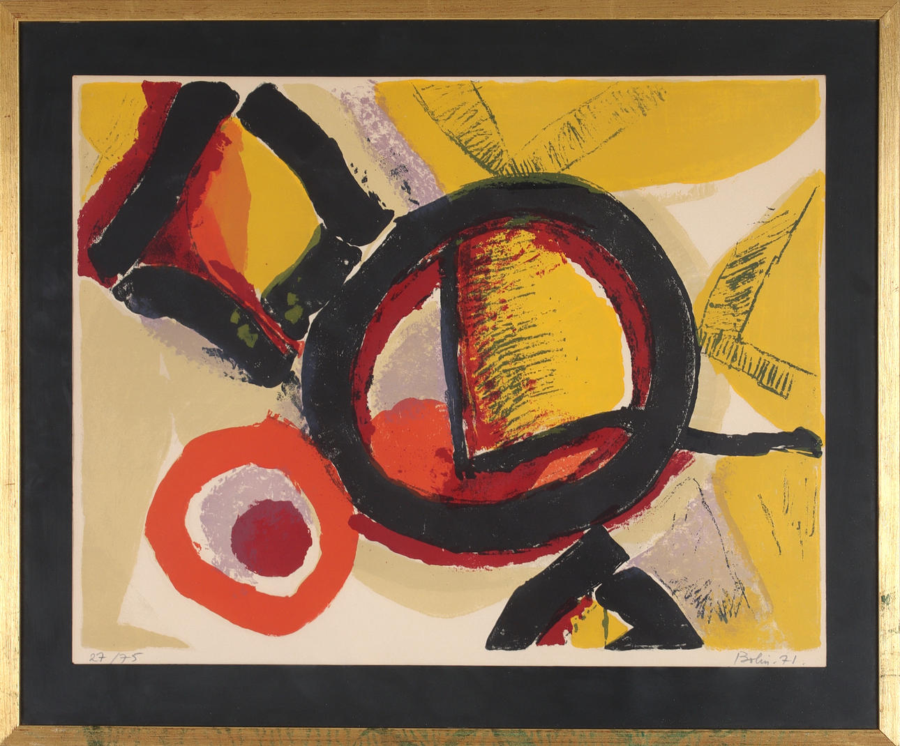 GUSTAV BOLIN. Composition, lithograph in colours, signed and numbered 27/75.