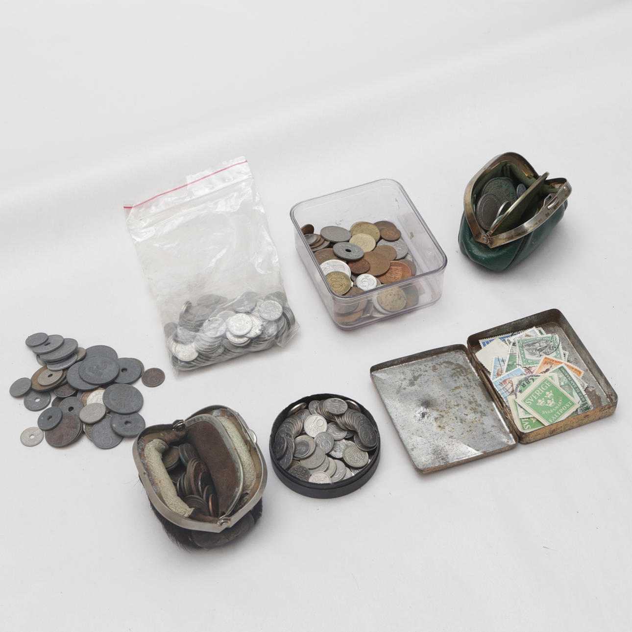 COINS, some silver, and some STAMPS.