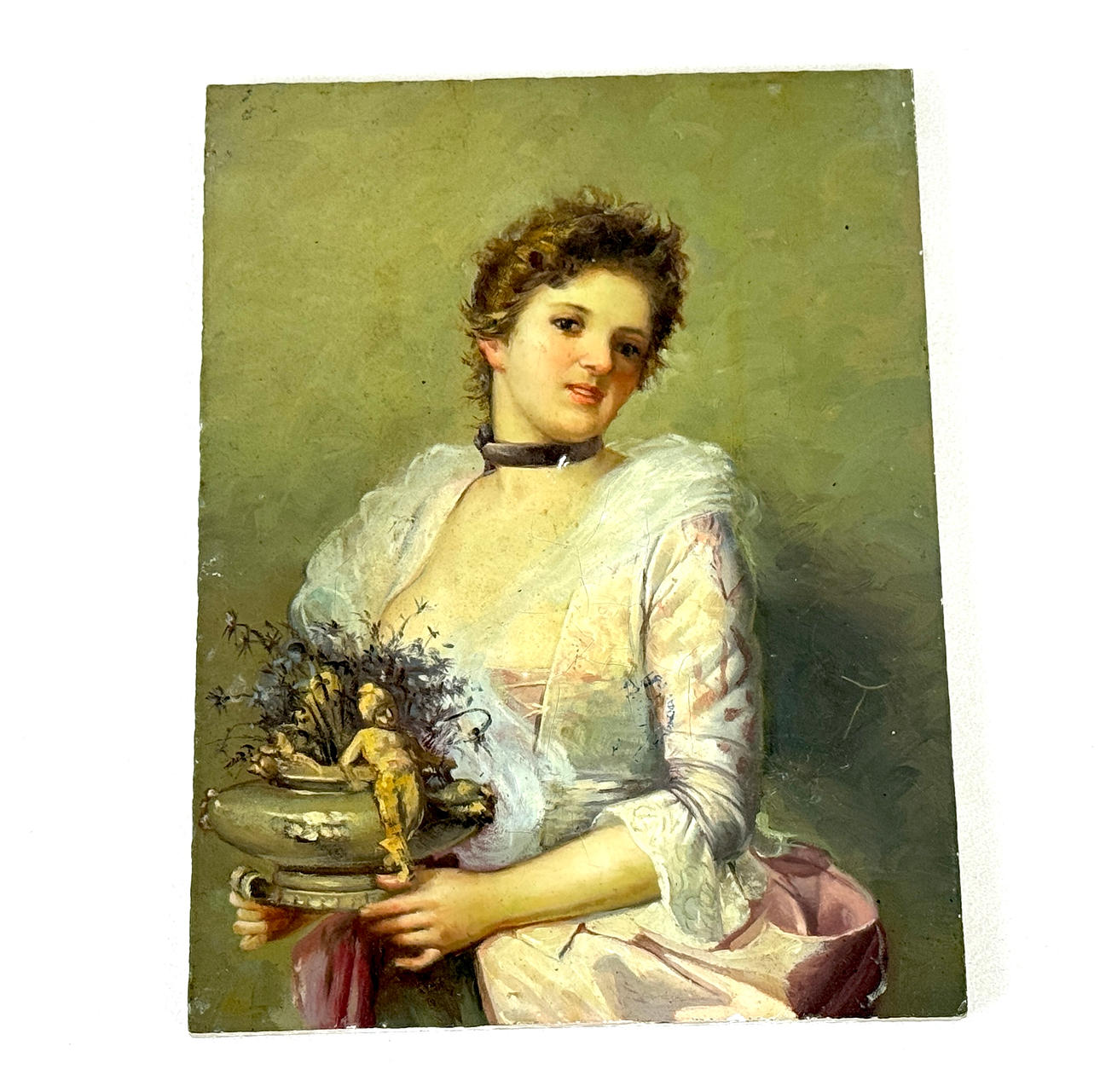 19THC PAINTED CERAMIC PANEL.