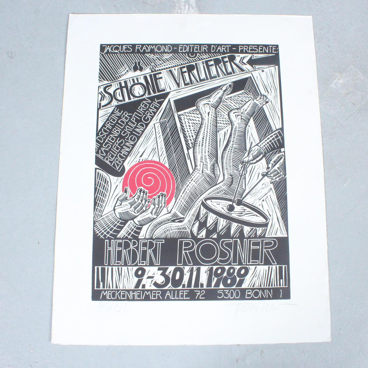 HERBERT ROSNER. lithograph, “Beautiful Losers” signed, limited, 149/150.