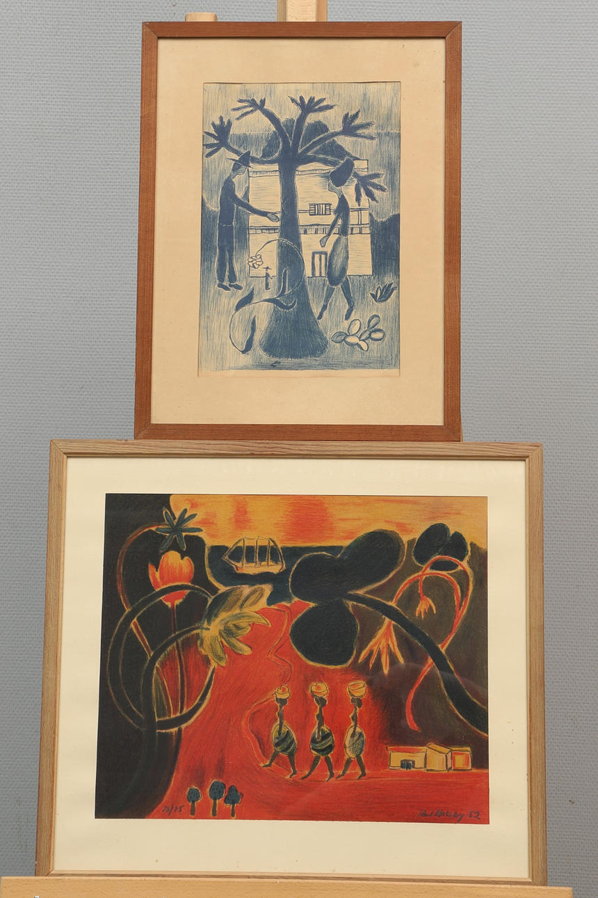 PAUL HOLSBY. Lithographs, 2 pieces, figural compositions, partially signed.