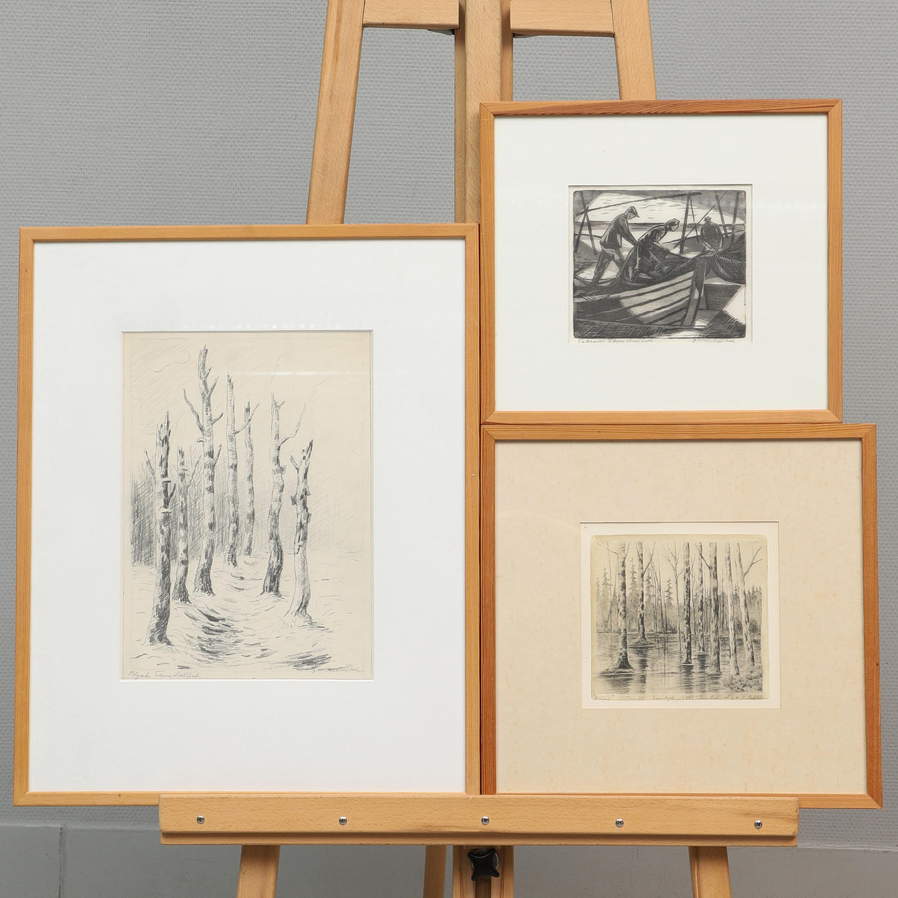 THURE DAHBECK. drawing & graphics, 3 parts, signed.