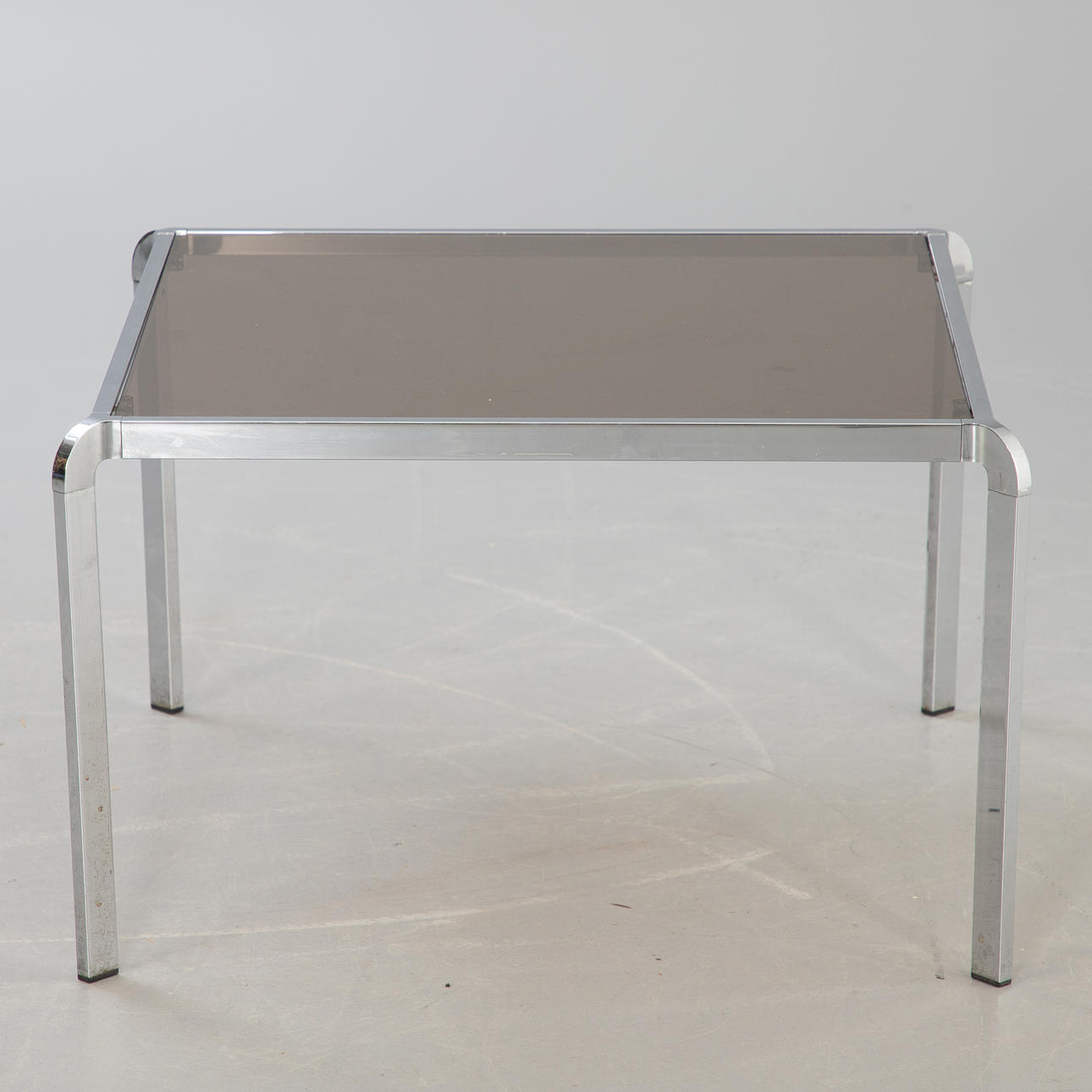 Coffee table, chrome and smoked glass, 1970s.