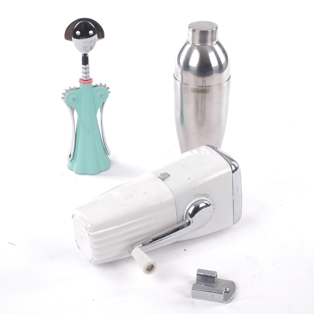 CORKSCREW, SHAKER, ICE CRUSHER, 3 pcs, 19/2000's.