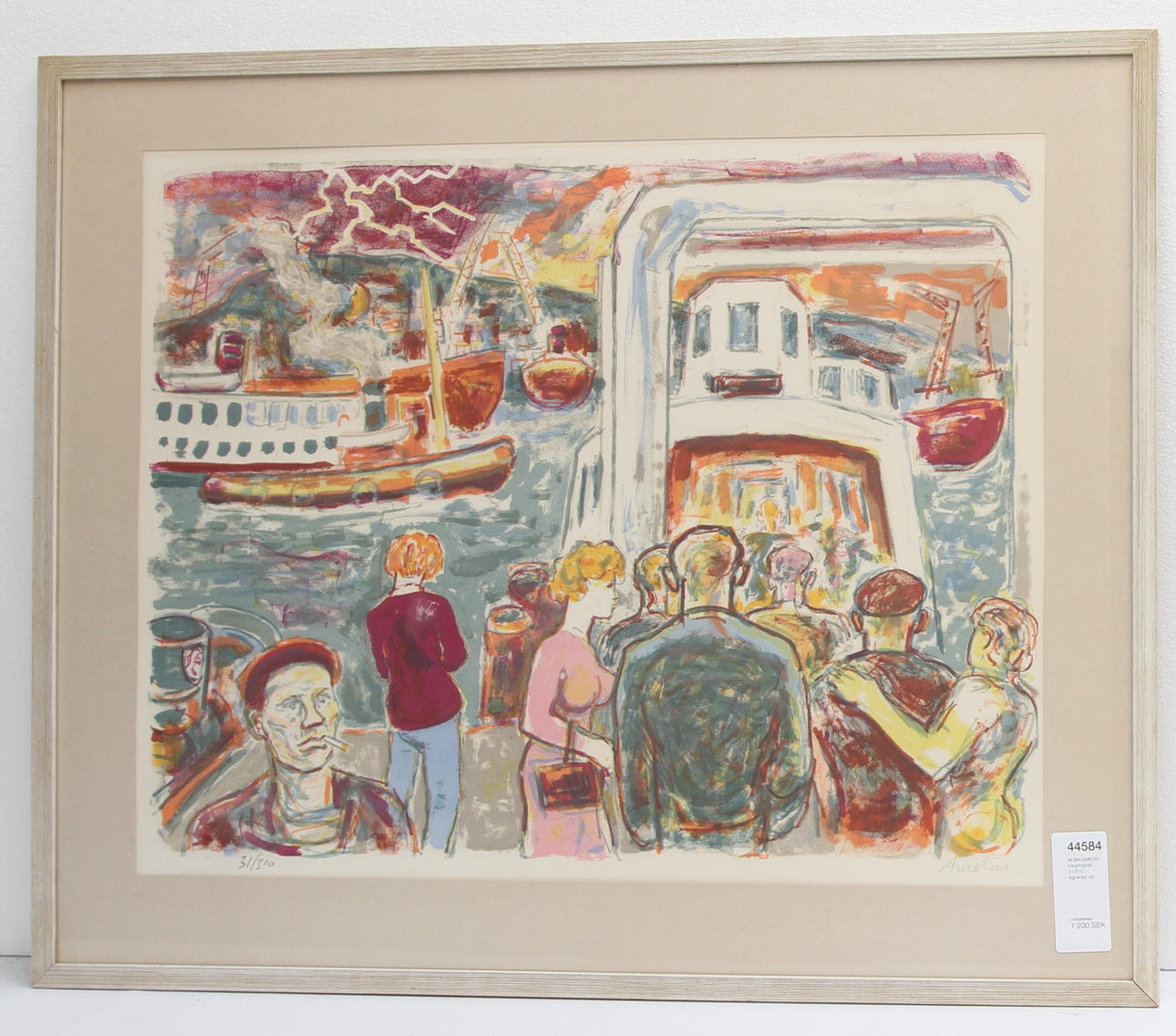 ALBIN AMELIN. Färglitografi, 31/310, signerad.