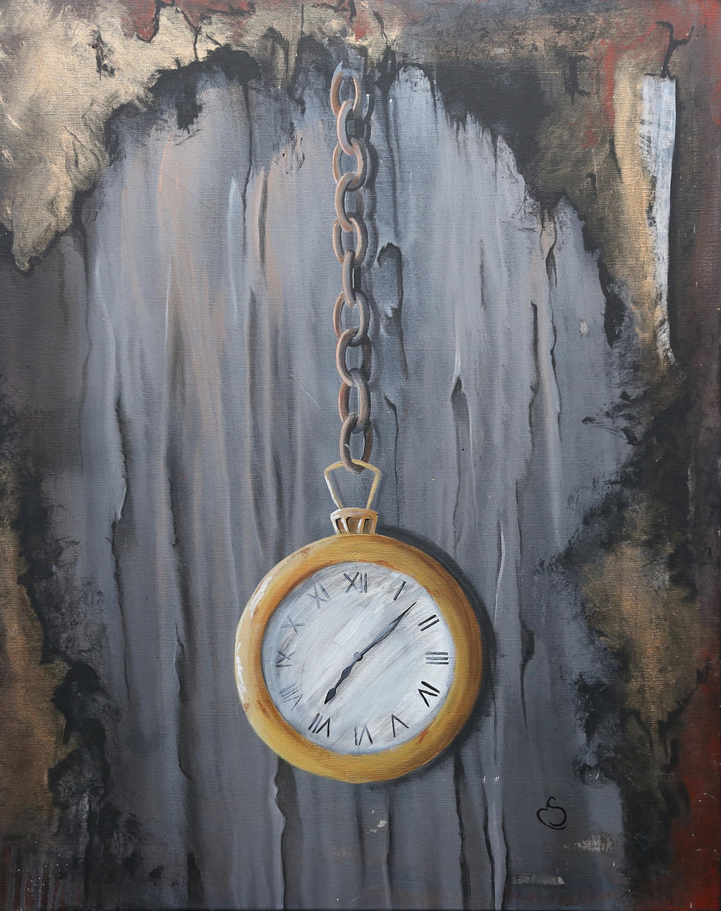 OIDENTIFIERAD KONSTNÄR. oil on canvas, “Watch It”, monogram signed.