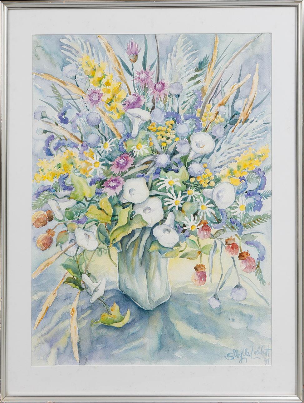 SIBYLLE LOEBBERT. Still life, watercolour, signed and dated -91.