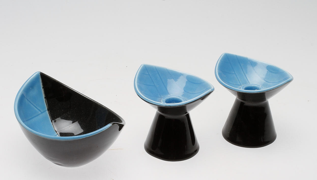 SKÅL och LJUSSTAKAR, ett par, "California", Carl Harry Stålhane, Rörstrand.