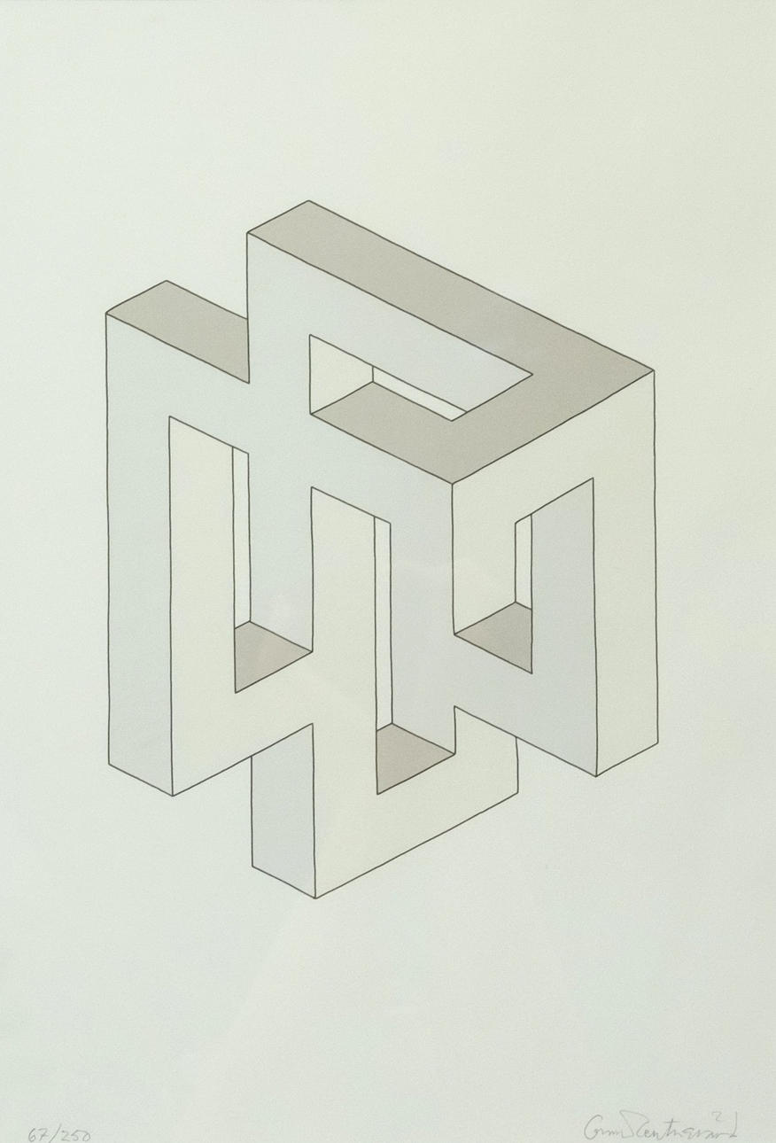 OSCAR REUTERSVÄRD. LITHOGRAPHY. IMPOSSIBLE FIGURE.