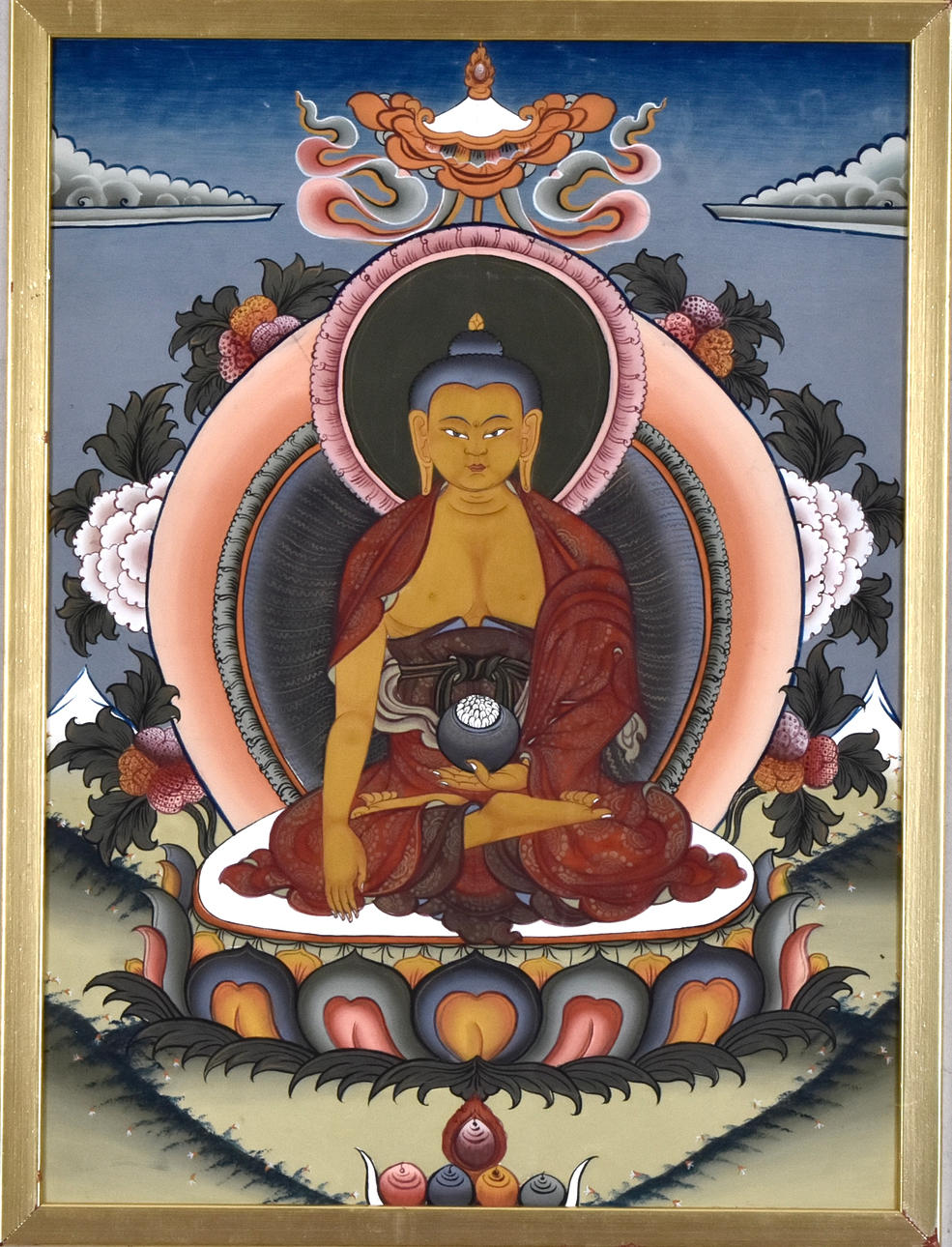 THANGKA, GOUACHE ON CARDBOARD.