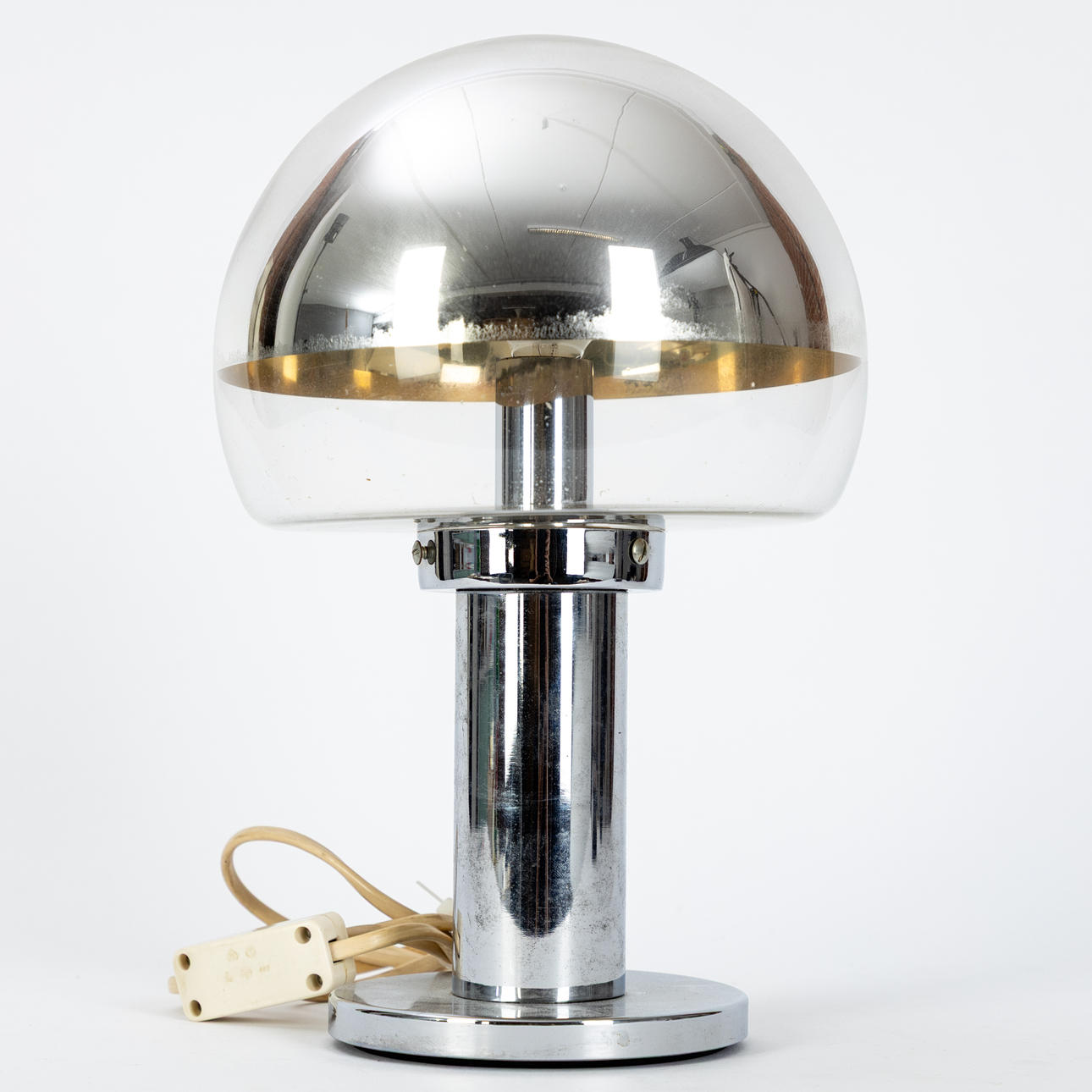 bordslampa, förkromad, 1970-tal.