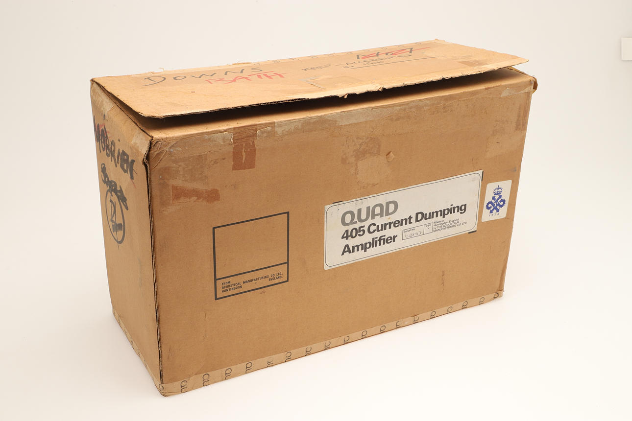 A QUAD 405 CURRENT DUMPING AMPLIFIER, IN ORIGINAL BOX, A QUAD 34