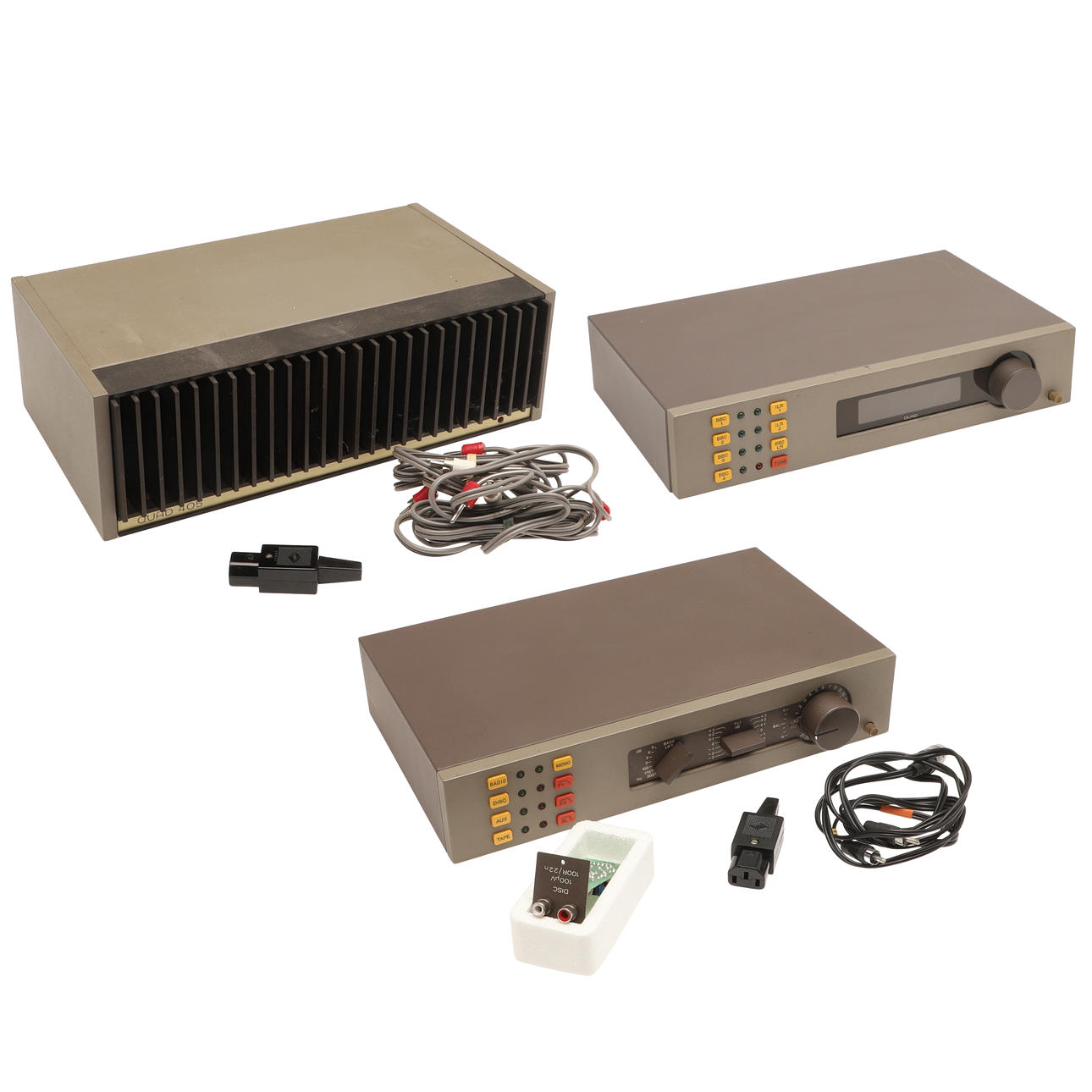 A QUAD 405 CURRENT DUMPING AMPLIFIER, IN ORIGINAL BOX, A QUAD 34