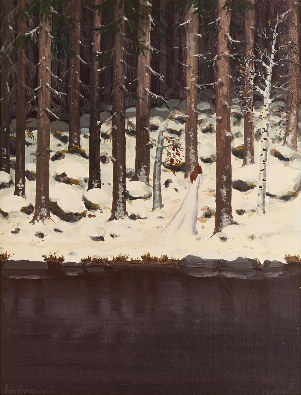 INGER RYDÉN (born 1944): “Winter forest”, signed and dated 75, oil on ...