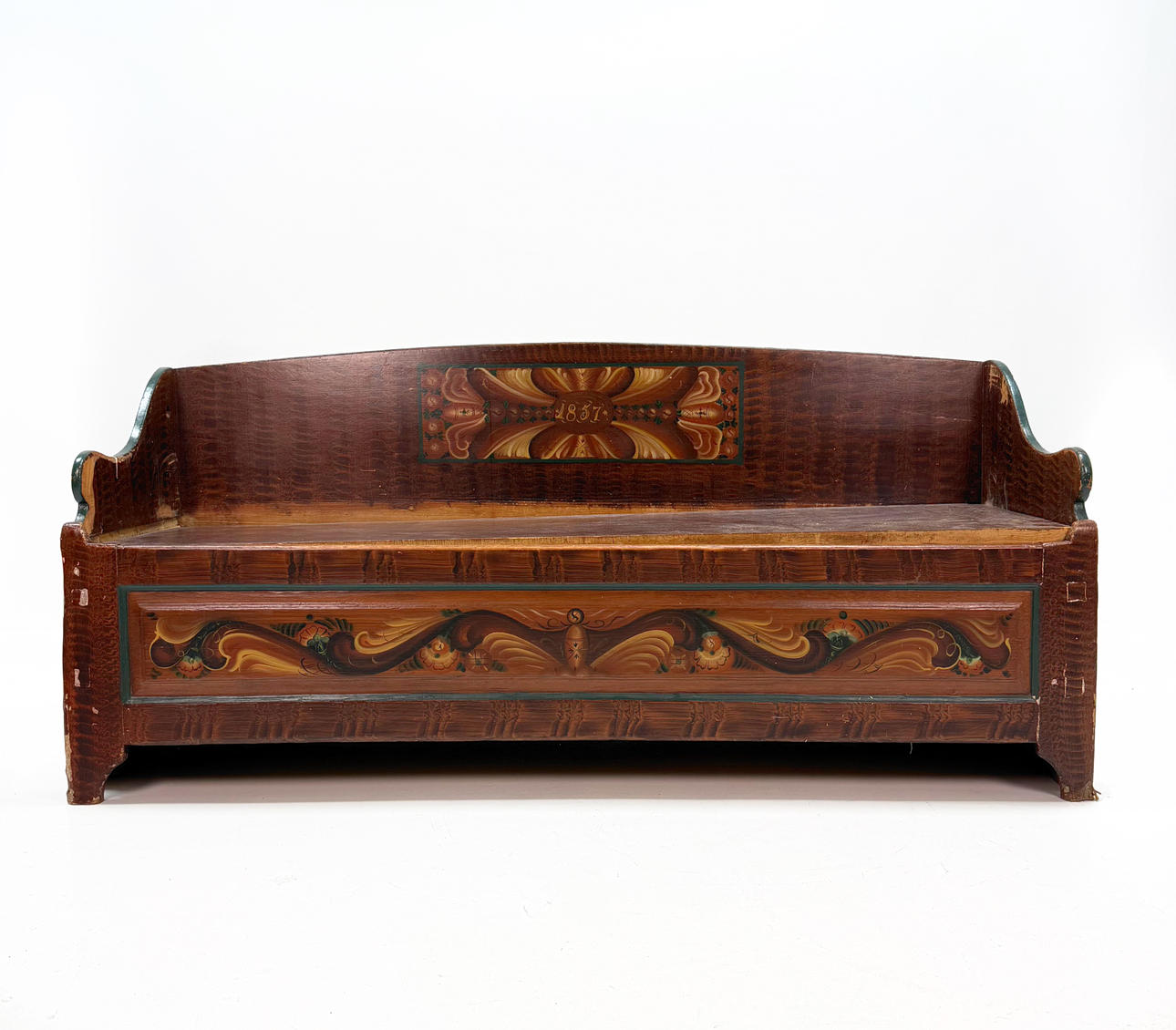 ALLMOGESOFFA, painted in kurbits, dated 1851 - Svenskallmoge.