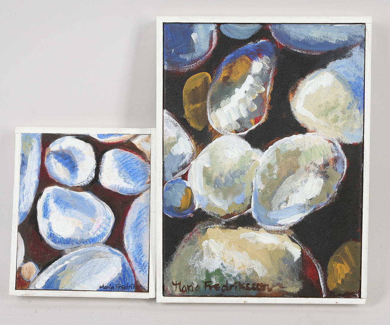 MARIA FREDRIKSSON. 2 oils one on panel and one canvas, Signed Maria Fredriksson now Widén.