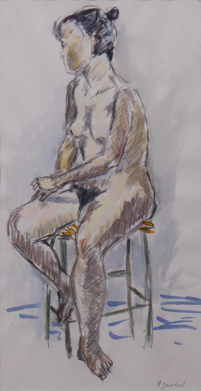 HANS JANSTAD, watercolour, female model.