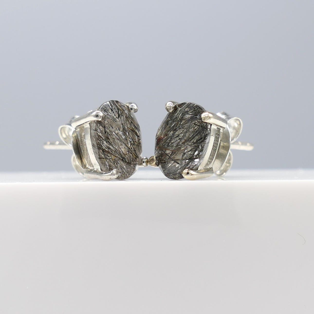NATURAL RUTILE QUARTZ studs.