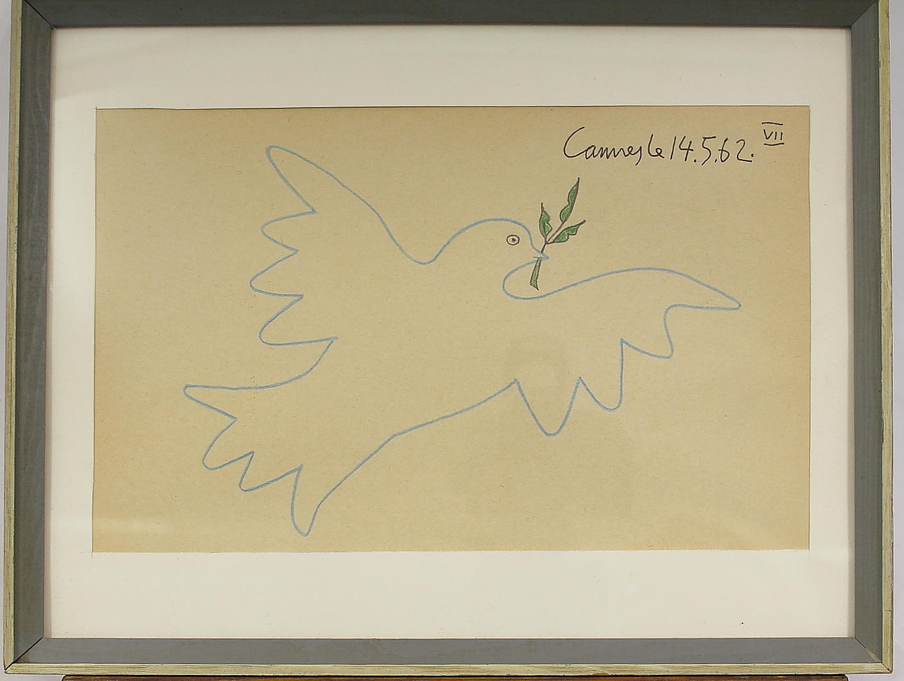 PABLO PICASSO. TILLSKRIVEN. blandteknik, "Colombe de la paix" osignerad men daterad 14.5.62.