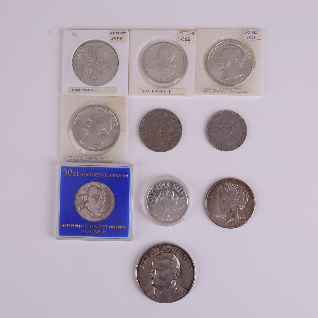 COINS /COMMEMORATIVE COINS, silver ,10 pieces.