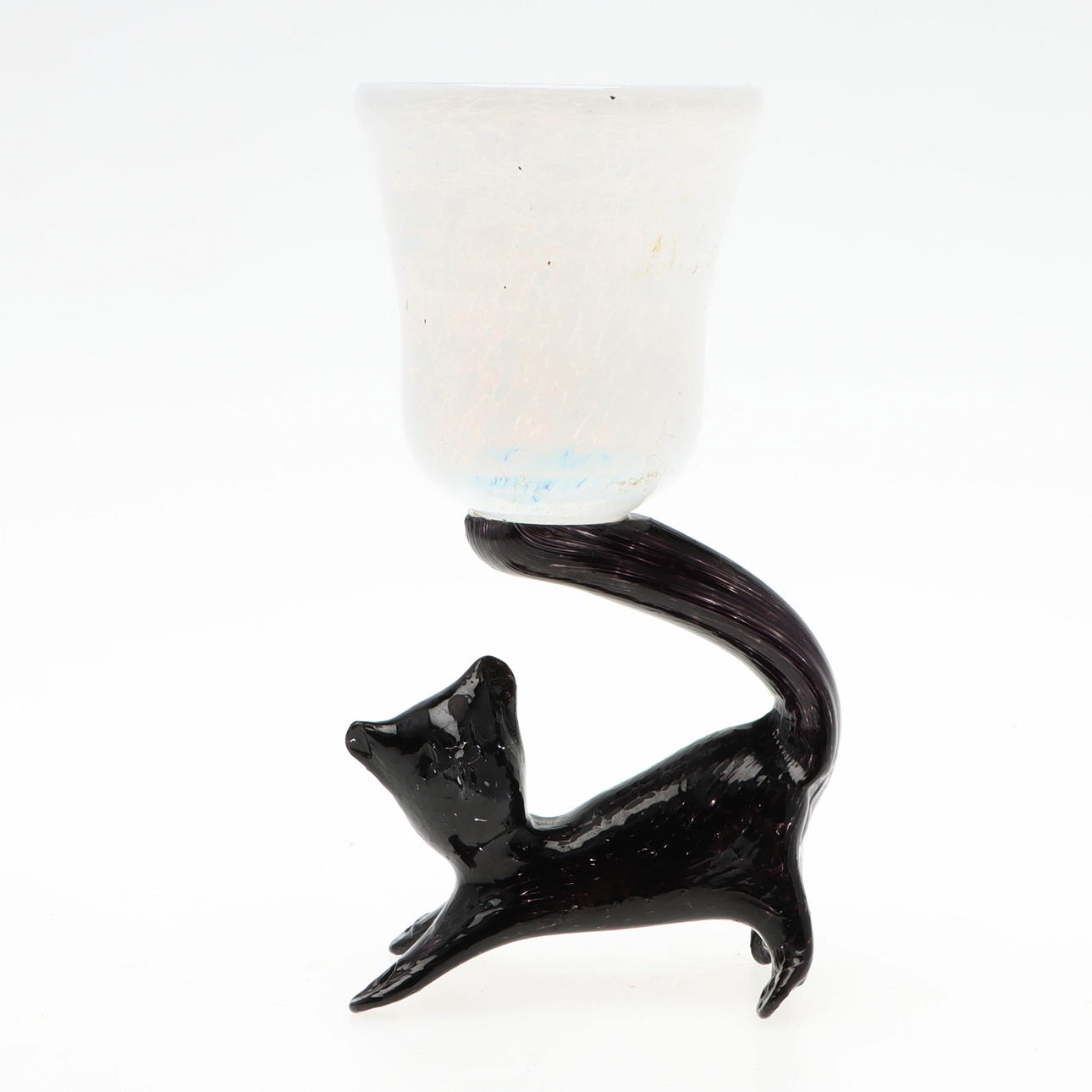 JAN STIEVENS. Schnapsglas mit Katze, Glas, Glashütte, zweite Hälfte des 20. Jahrhunderts.
