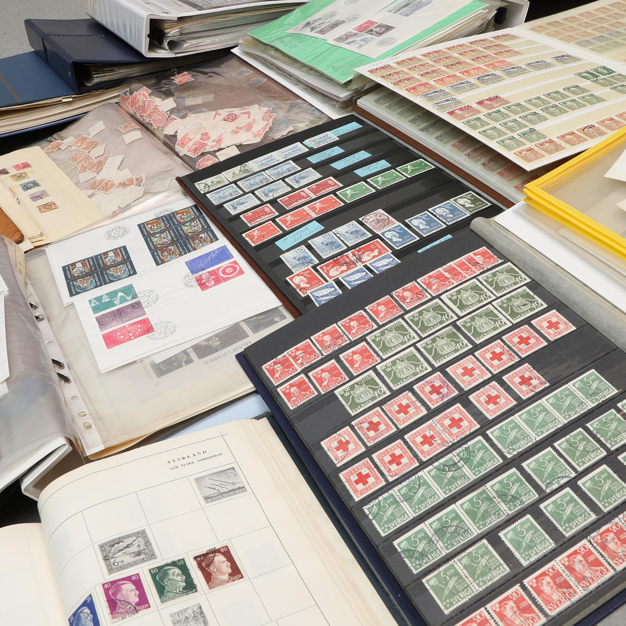 STAMPS, 13 binders, including first day letters.