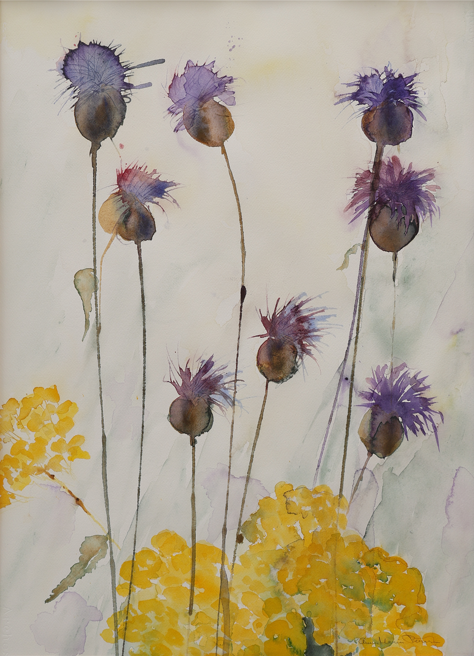 ANNA MARIA PERSSON, watercolour, thistles, signed.