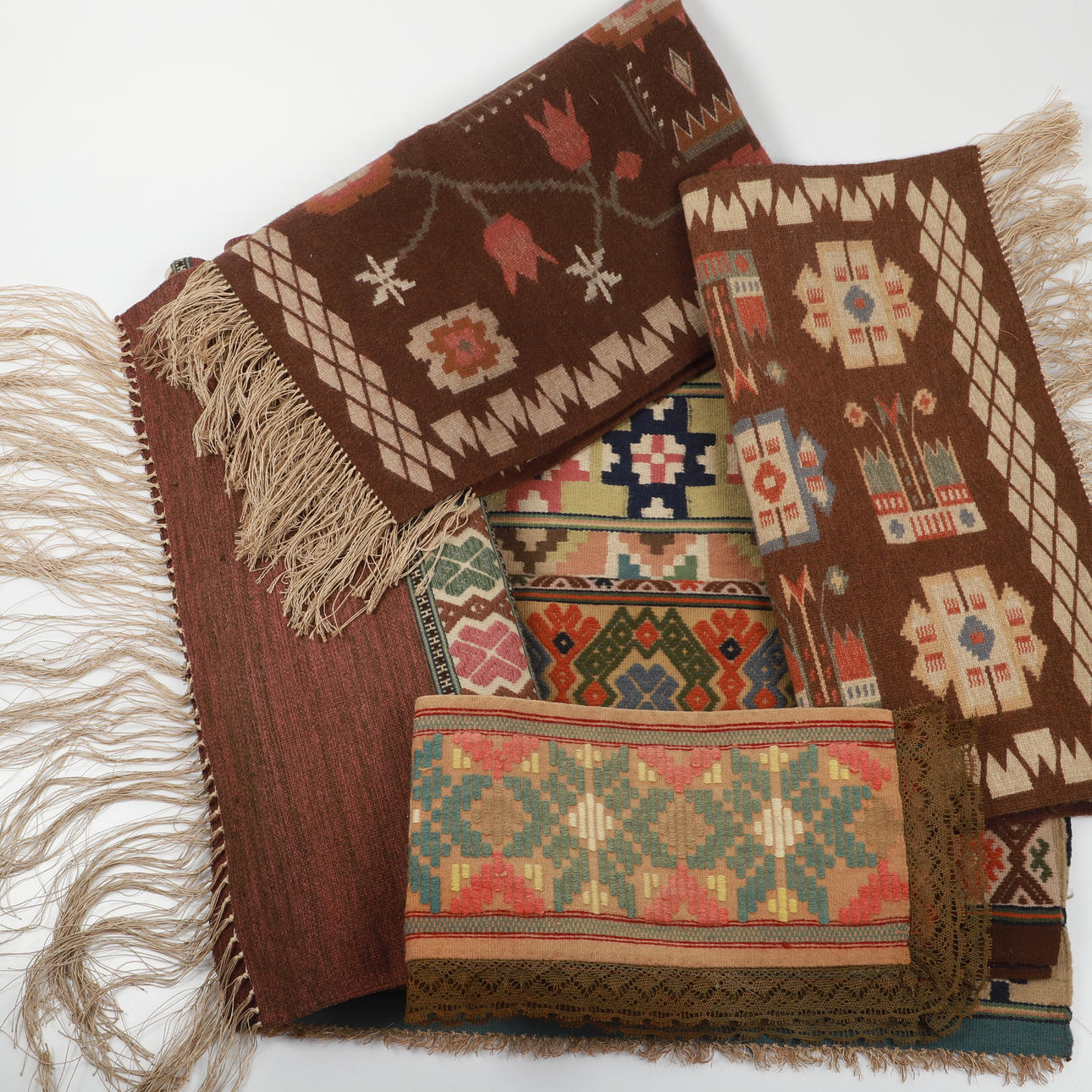 6 table cloths, allmoge, Österlen, 1900s.