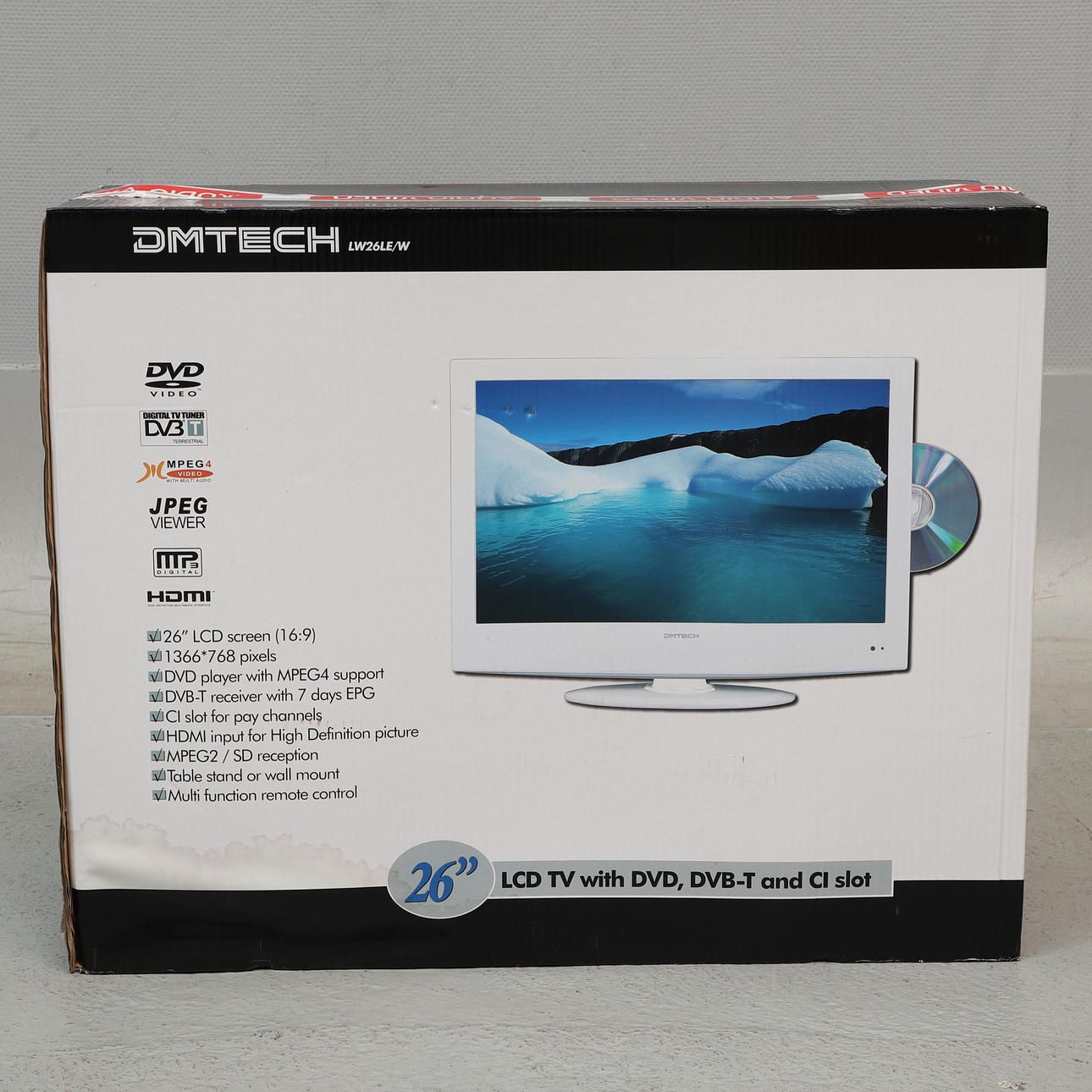 LCD-Fernseher, 26" mit eingebautem DVD-Player, DMTECH LW26LE/W.