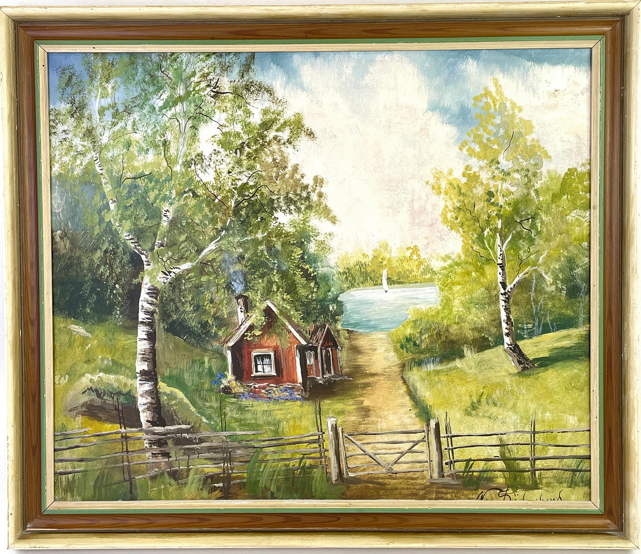UNIDENTIFIED ARTIST, oil on panel, Sjöstuga, signed N. Söderlund.